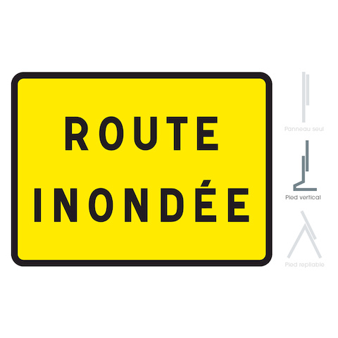 Panneau KC1d avec disque - Route inondée